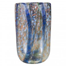 Multicolored striped and speckled vase